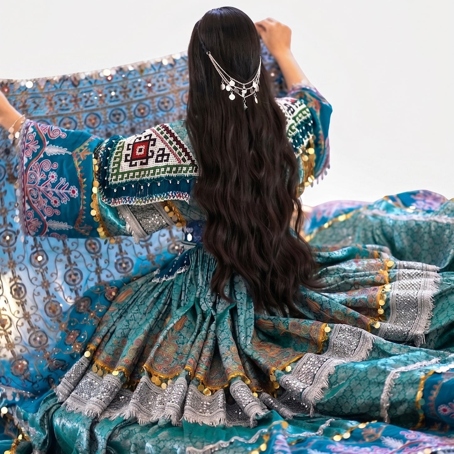 The Azure Heritage Kuchi Gown