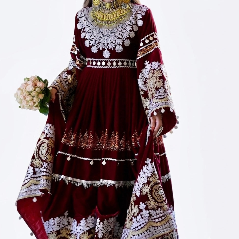 The Royal Burgundy Heritage Velvet Gown