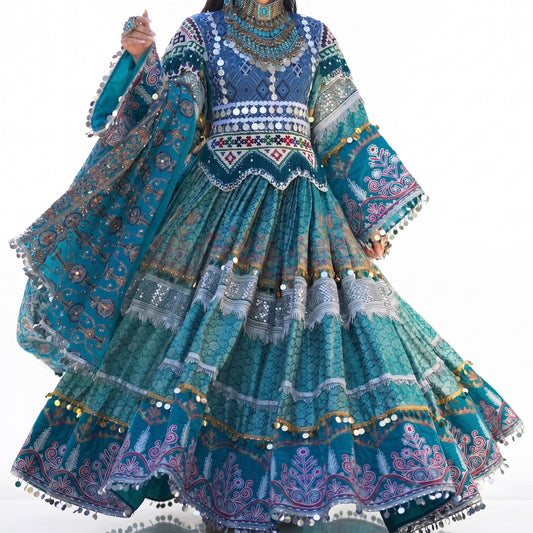 The Azure Heritage Kuchi Gown